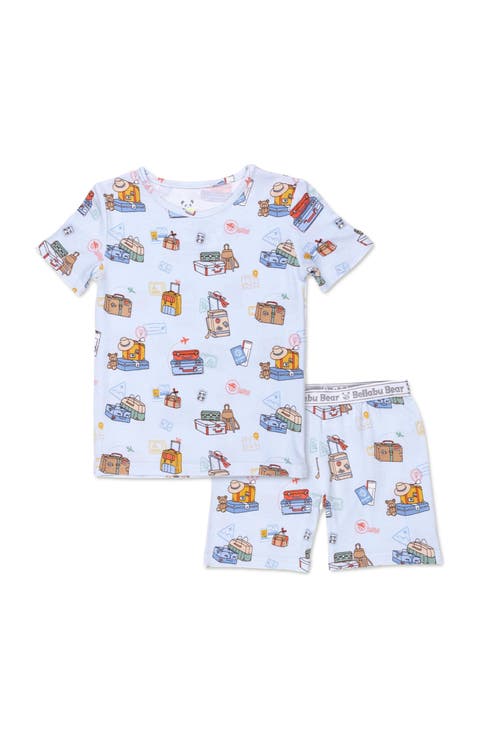 Vintage Suitcases Kids 2-Piece Short Sleeve & Shorts Pajama Set