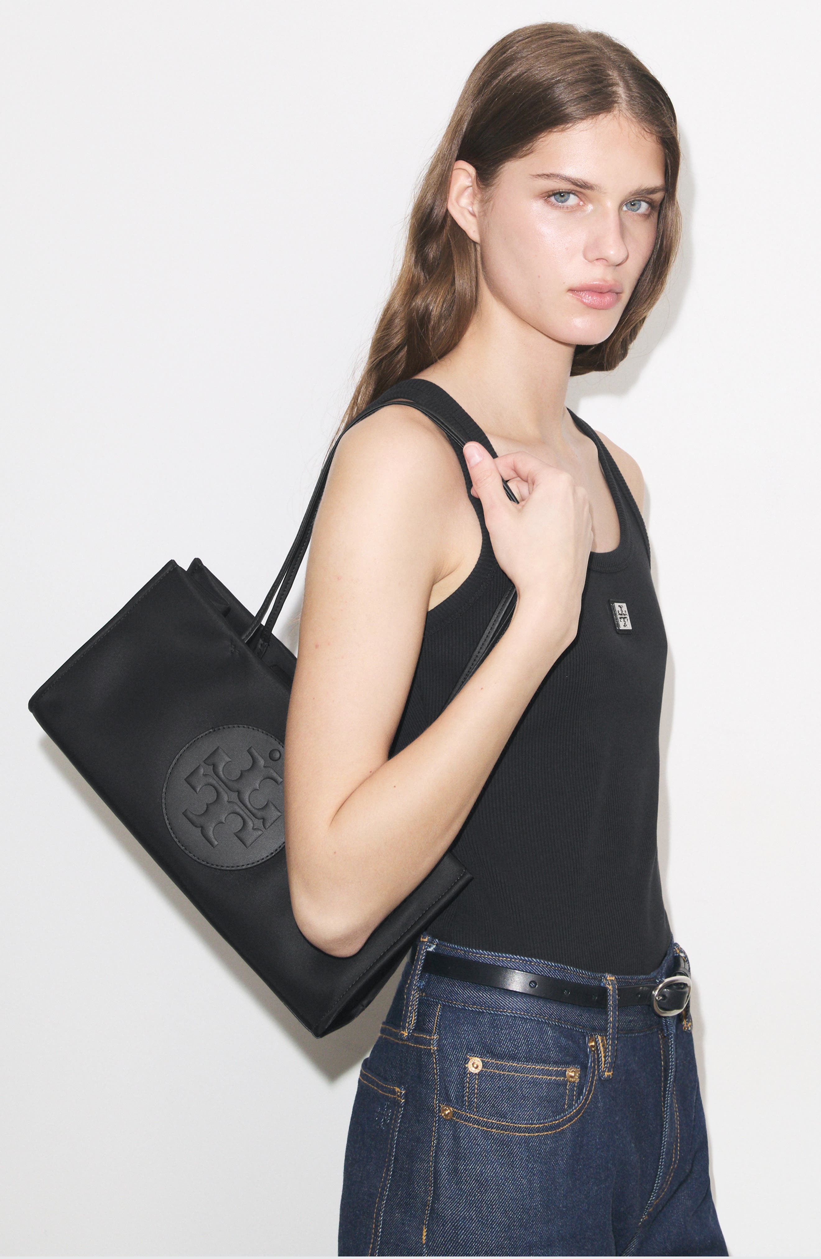 Tory Burch Ella East/West Tote, Alternate, color, Black