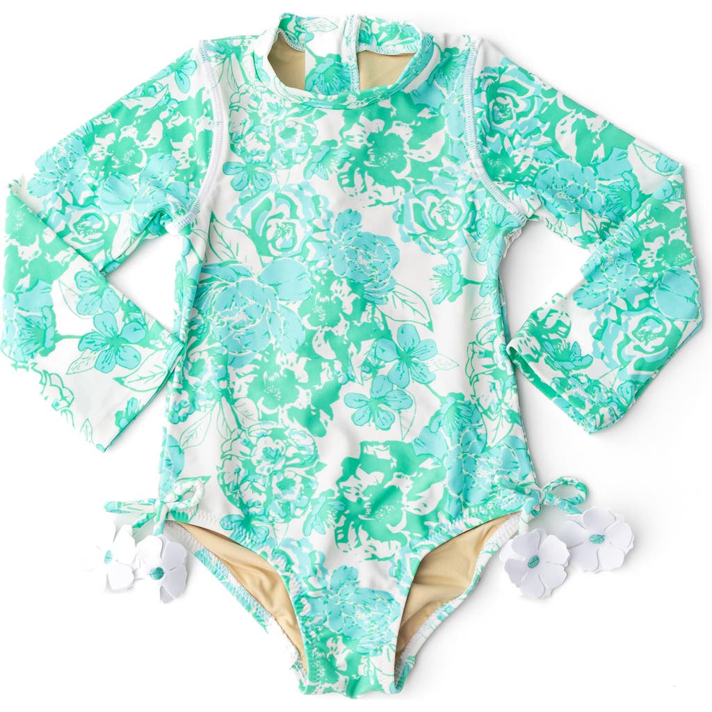 SHADE CRITTERS SHADE CRITTERS KIDS' CHARMING ROSE ONE-PIECE RASHGUARD SWIMSUIT