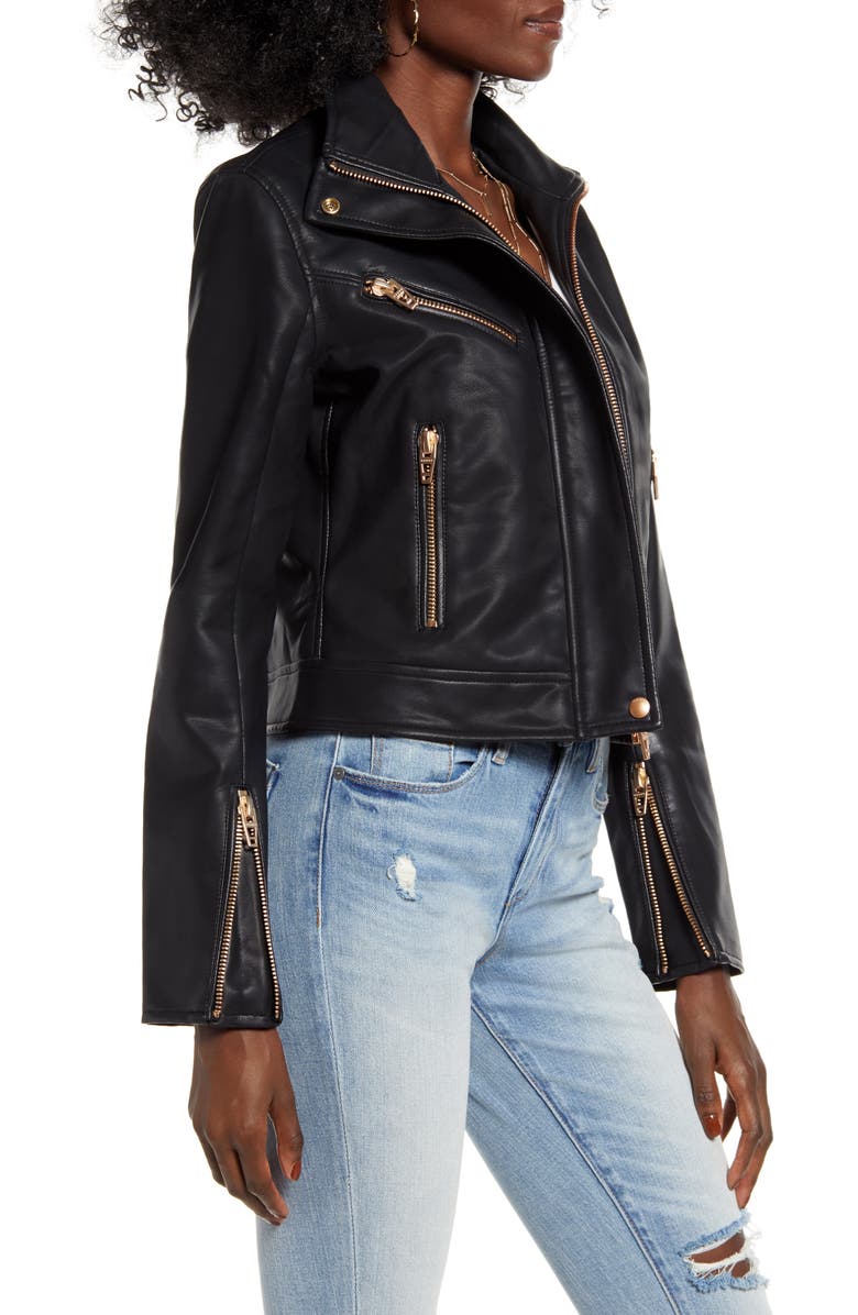 BLANKNYC The Essentials Faux Leather Moto Jacket, Alternate, color, 