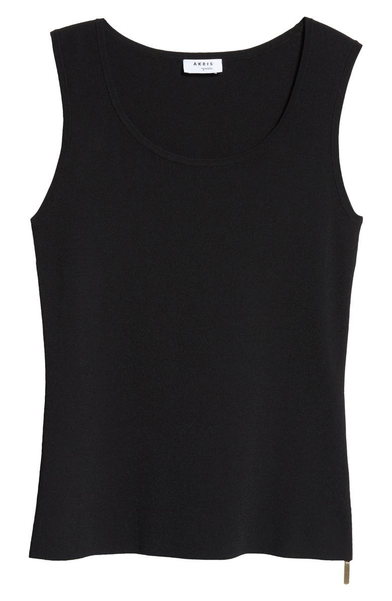 Akris punto Scoop Neck Crepe Tank, Alternate, color, Black