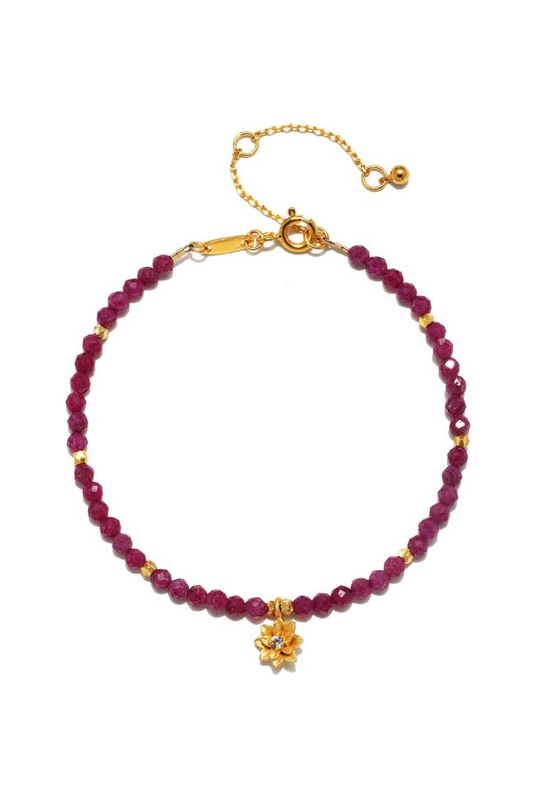 Ruby Lotus July Birthstone Bracelet, Main, color, Red
