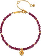 Satya Jewelry Ruby Lotus July Birthstone Bracelet