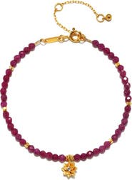 Satya Jewelry Ruby Lotus July Birthstone Bracelet