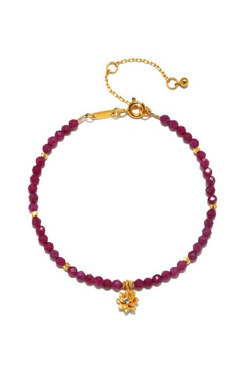 Satya Jewelry Ruby Lotus July Birthstone Bracelet