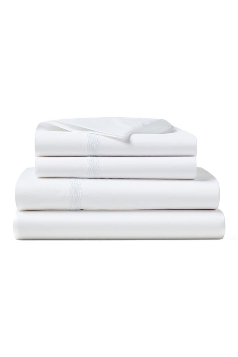 Spencer Cable Embroidered 4-Piece Sheet Set, Main, color, WHITE