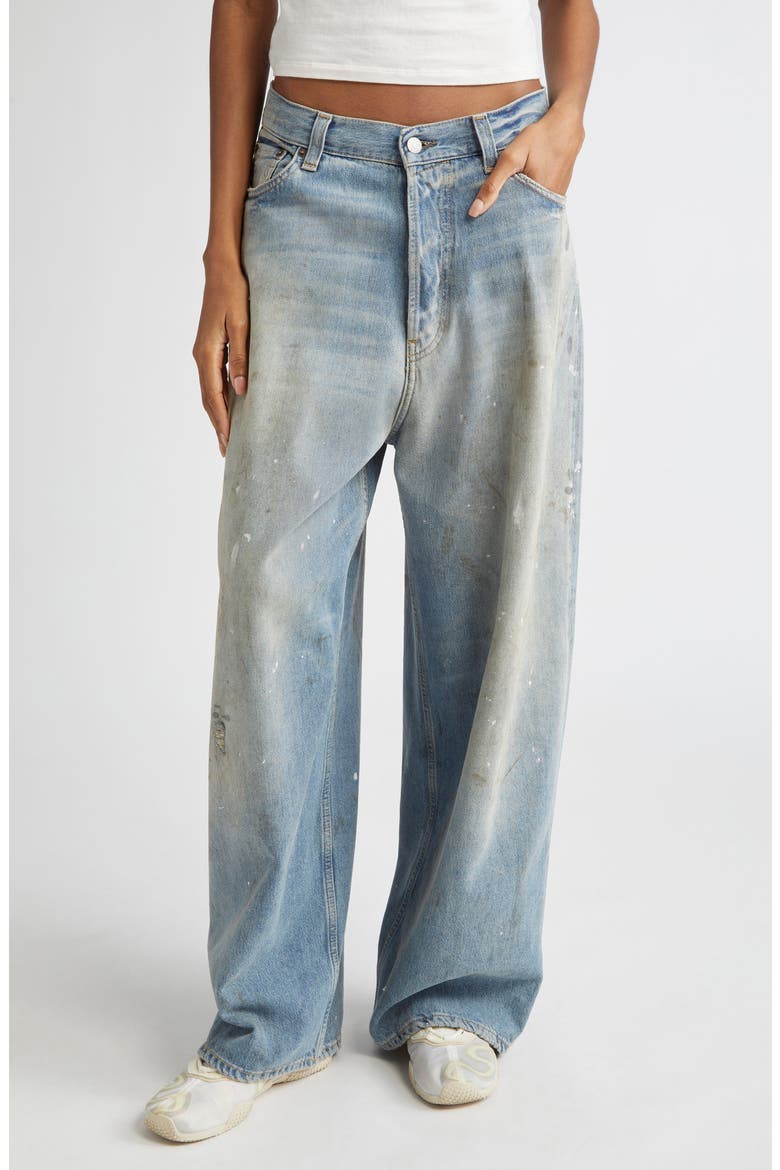 2023 Paint Splatter Baggy Wide Leg Jeans (Women) | Nordstrom