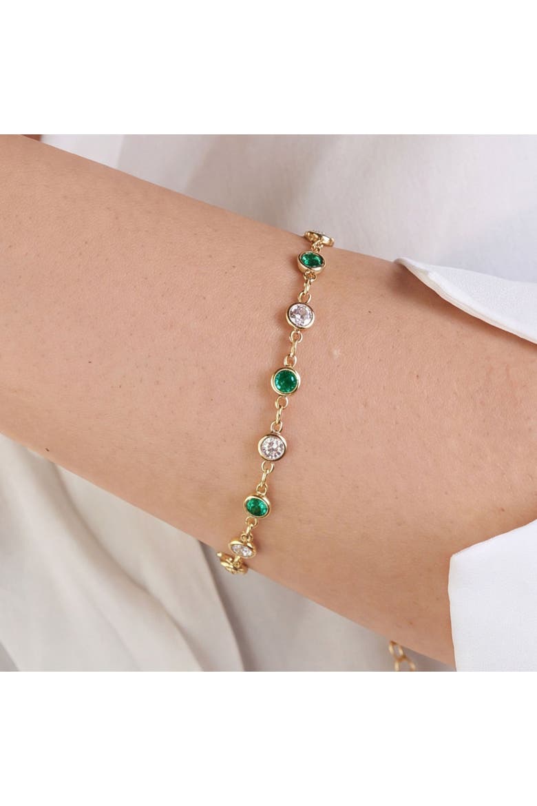Green CZ Alternating Bezel Station Bracelet, Alternate, color, Green Cubic Zirconia