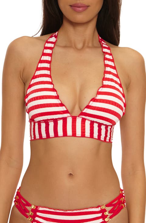 Sail Away Stripe Halter Bikini Top
