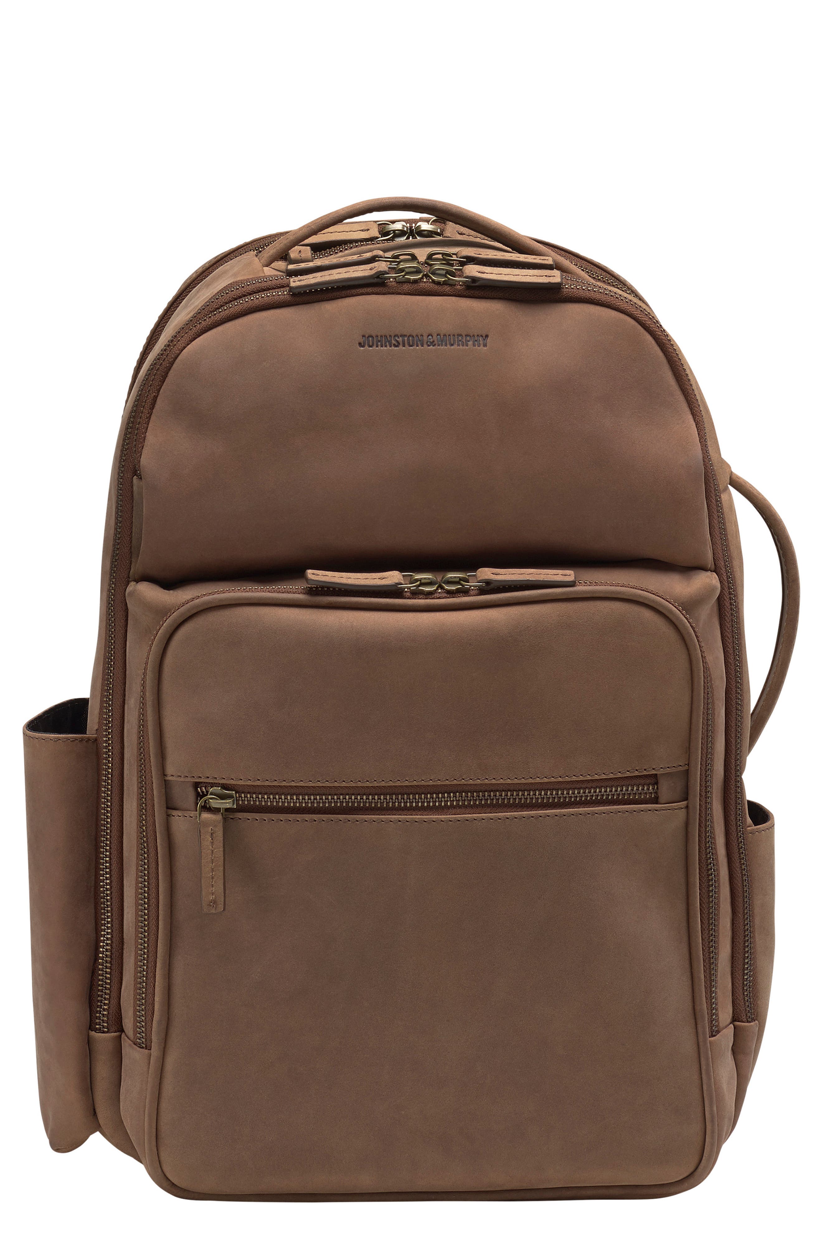 Johnston & Murphy Leather Backpack, Main, color, 