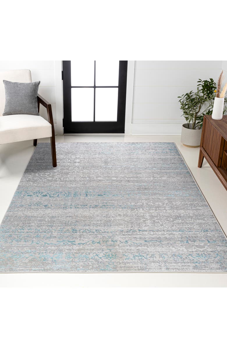 JONATHAN Y Tidal Modern Strie' Area Rug, Alternate, color, Gray/Turquoise