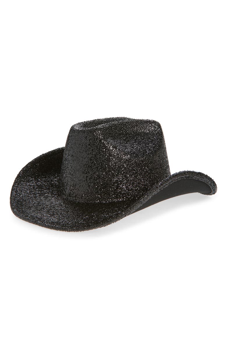 Tasha Shimmering Metallic Western Cowboy Hat, Main, color, 
