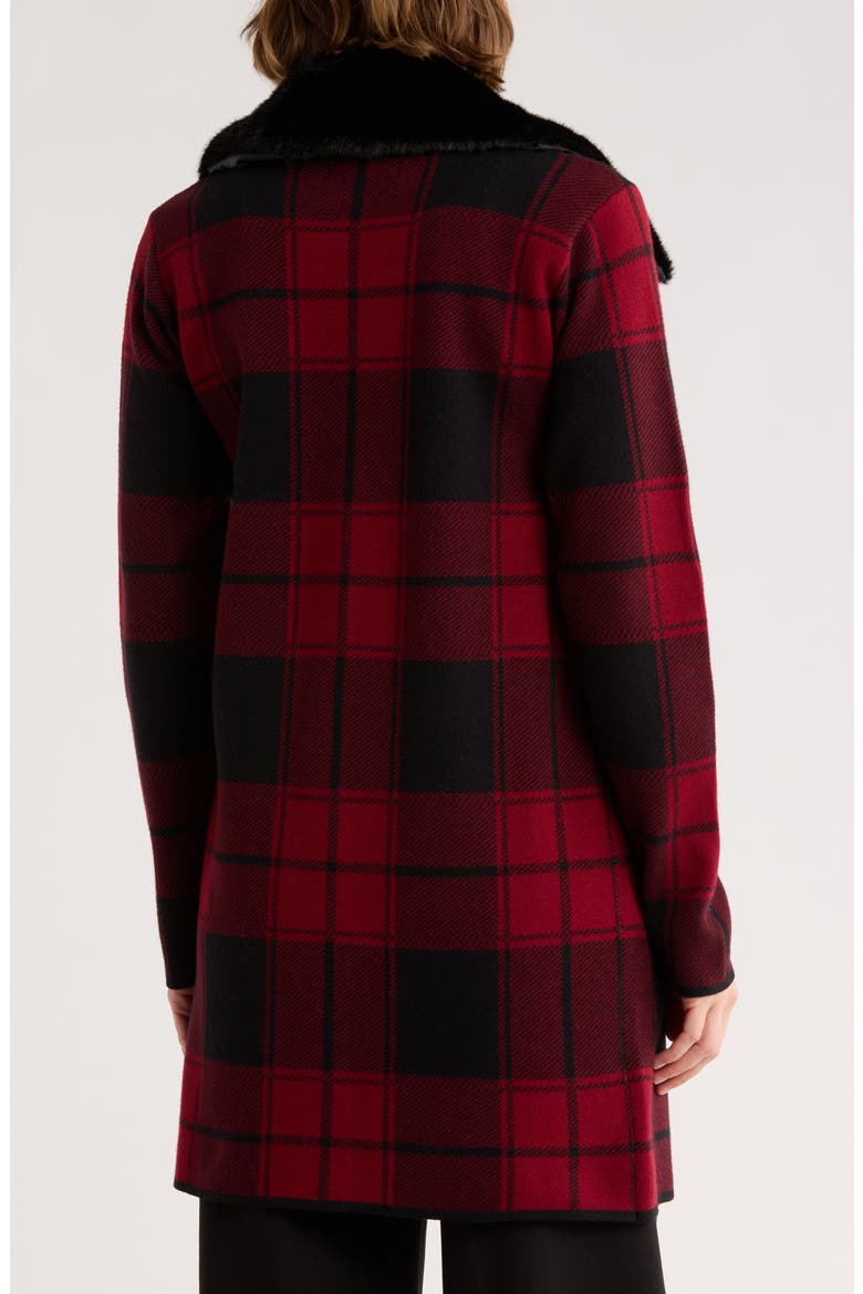 Vancouver Faux Fur Trim Cardigan, Alternate, color, ROSE DAHLIA/ BLACK