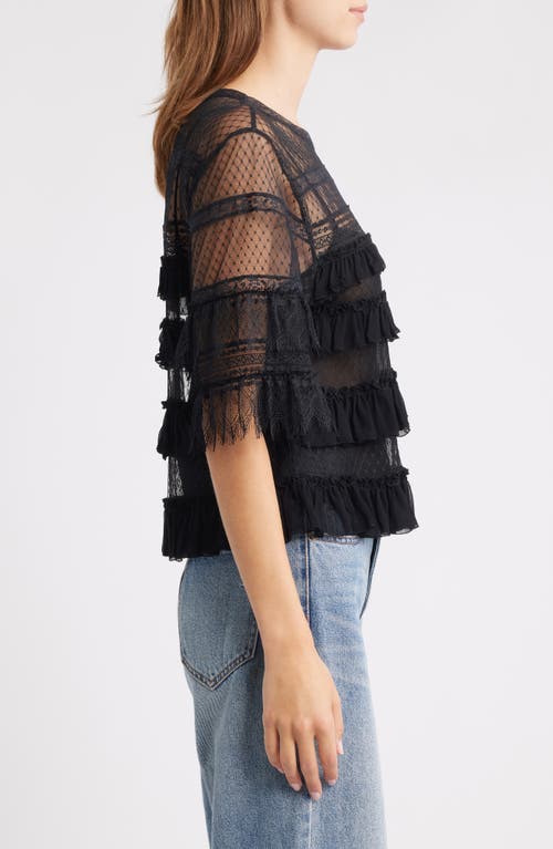 The Great . Winter Lace & Mesh Top In Black