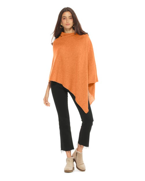 Monticelli Cashmere Essential Pure Cashmere Poncho In Orange