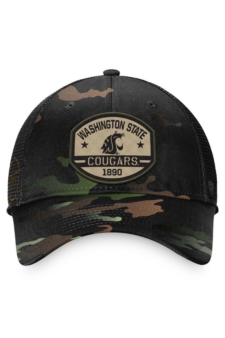 Men's Top of the World Black Washington State Cougars OHT Delegate Trucker Adjustable Hat, Alternate, color, Black