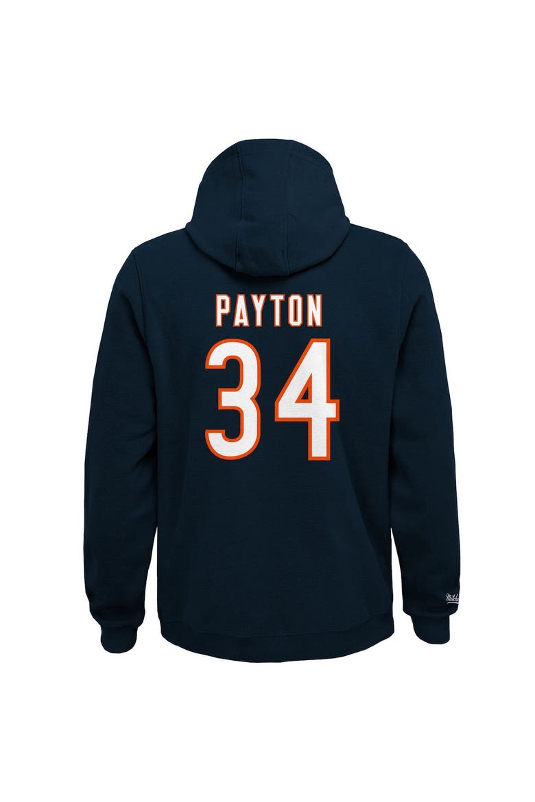 Youth Mitchell & Ness Walter Payton Navy Chicago Bears Retired Player Name & Number Fleece Pullover Hoodie, Alternate, color, Navy