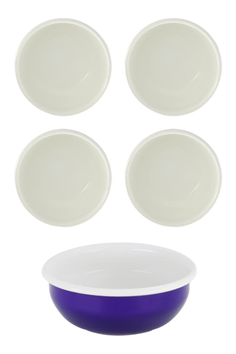 Two Tone Enamel Cereal Bowl - Set of 4, Main, color, Royal Blue & Ivory