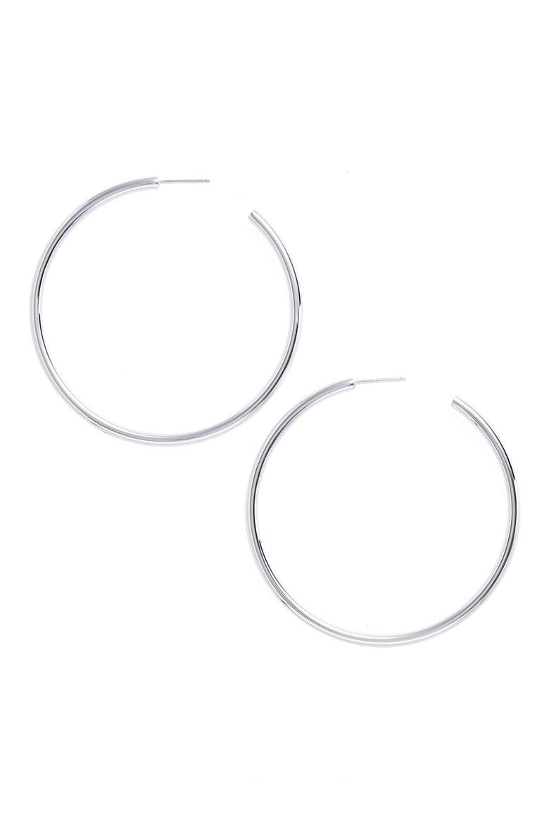 Argento Vivo Tubular Hoop Earrings, Main, color, SILVER