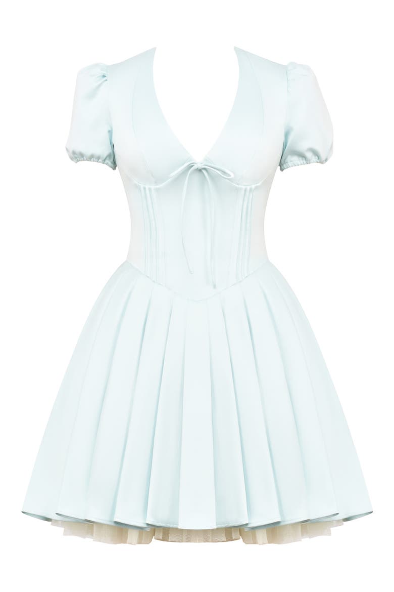 Imani Pleated Puff Sleeve Minidress, Alternate, color, DELICATE BLUE