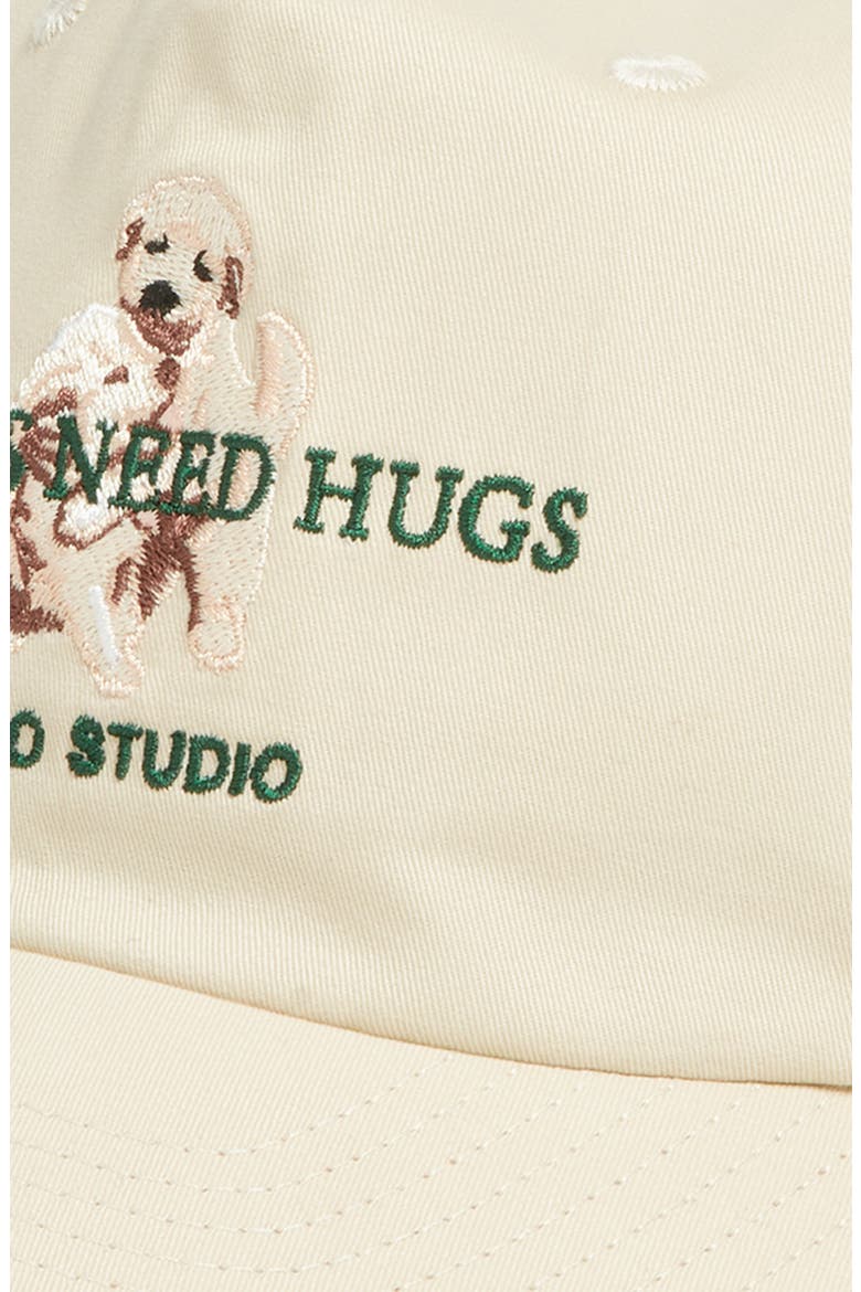 Unstructured Embroidered Thugs Need Hugs Snapback Baseball Hat, Alternate, color, CREAM