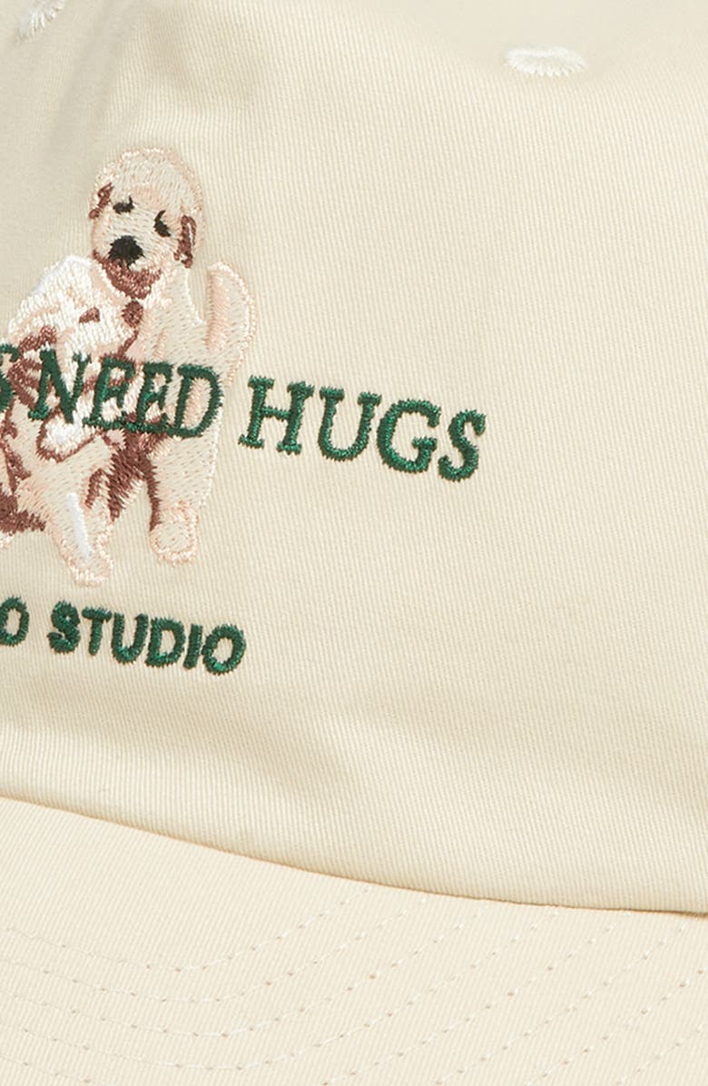 SANTO STUDIO Unstructured Embroidered Thugs Need Hugs Snapback Baseball Hat, Alternate, color, Cream
