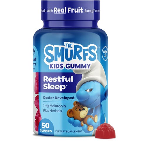 Restful Sleep Kids Vitamin Gummies with Melatonin, Smurfs Berry Flavored, 50ct