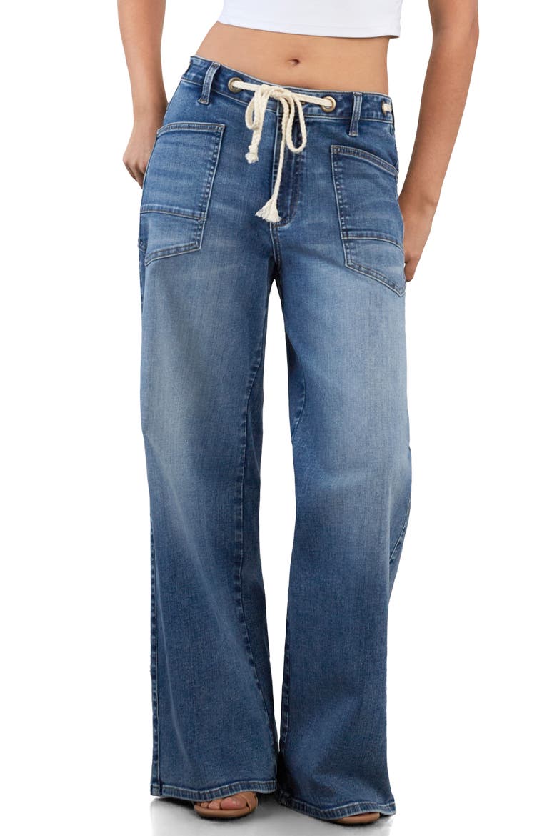 Stellar Tie Straight Leg Jeans, Alternate, color, STELLAR BLUE