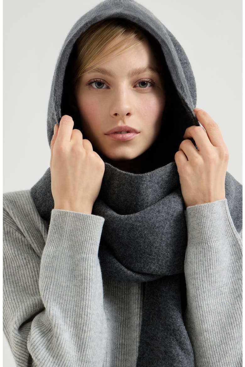 Knit scarf with hood, Alternate, color, Anthracite