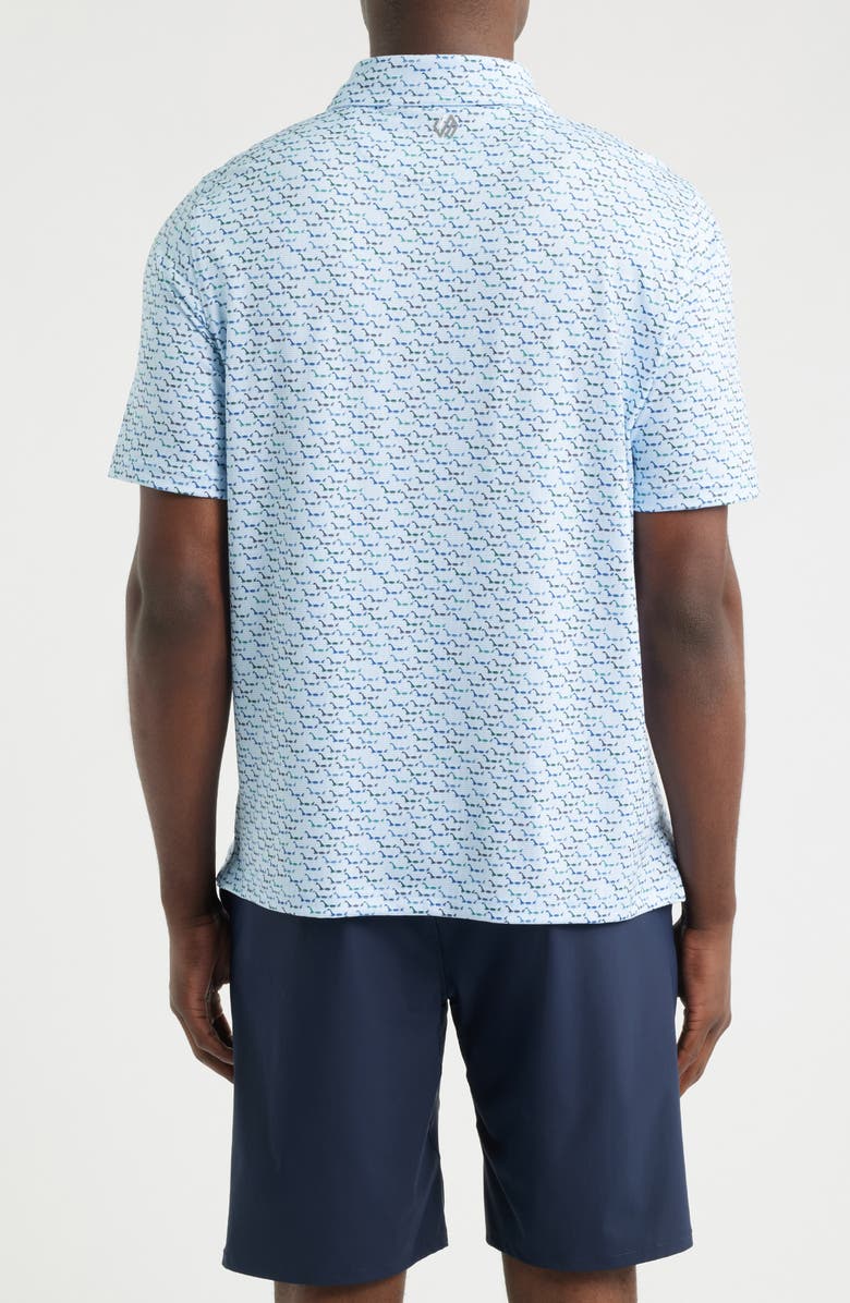 Johnston & Murphy XC+<sup>™</sup> Ace Geo Print Performance Golf Polo, Alternate, color, Light Blue Water Monster
