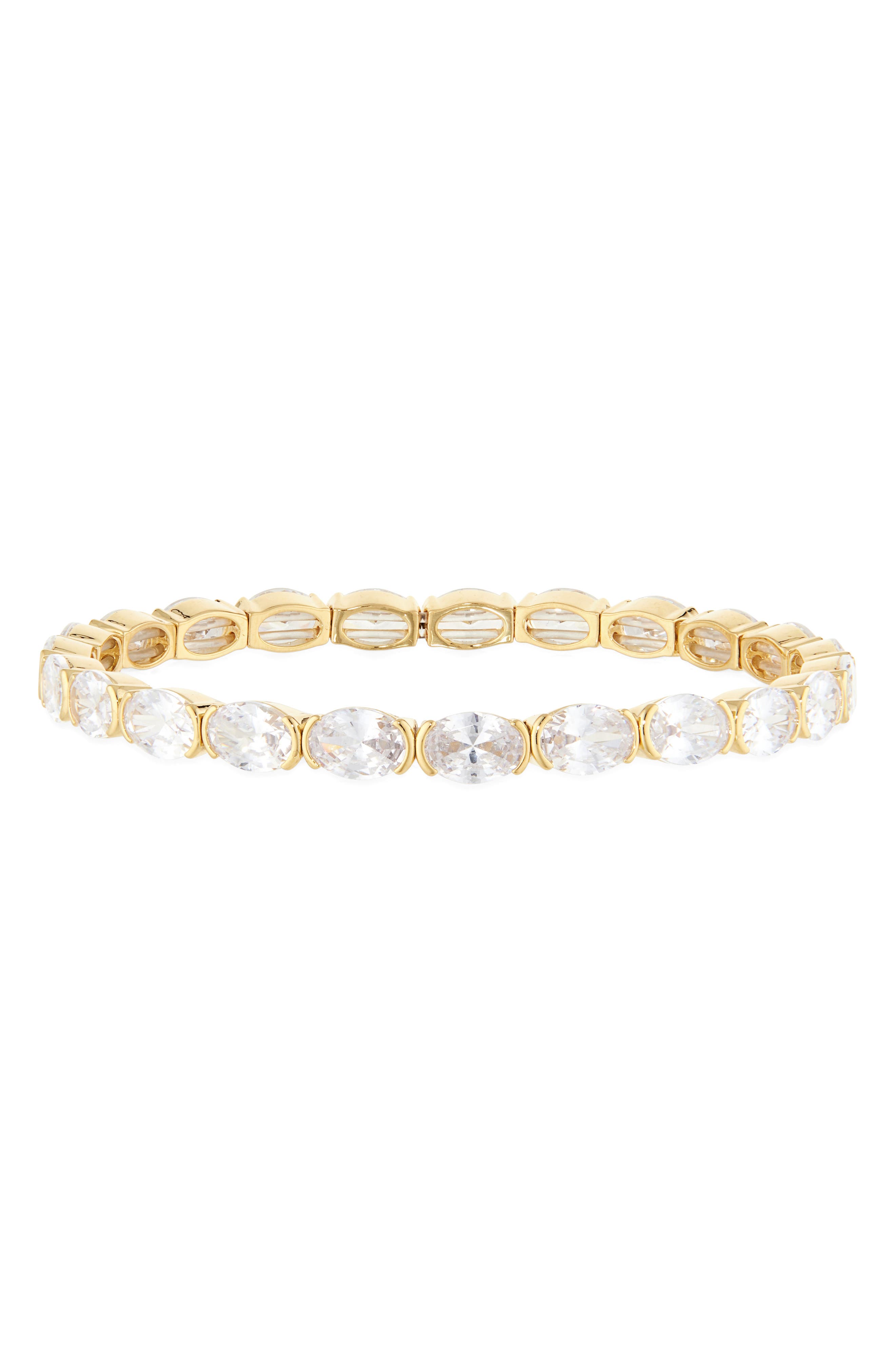 Nordstrom Oval Cut Cubic Zirconia Stretch Bracelet