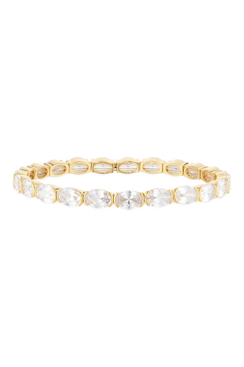 Oval Cut Cubic Zirconia Stretch Bracelet, Main, color, CLEAR- GOLD