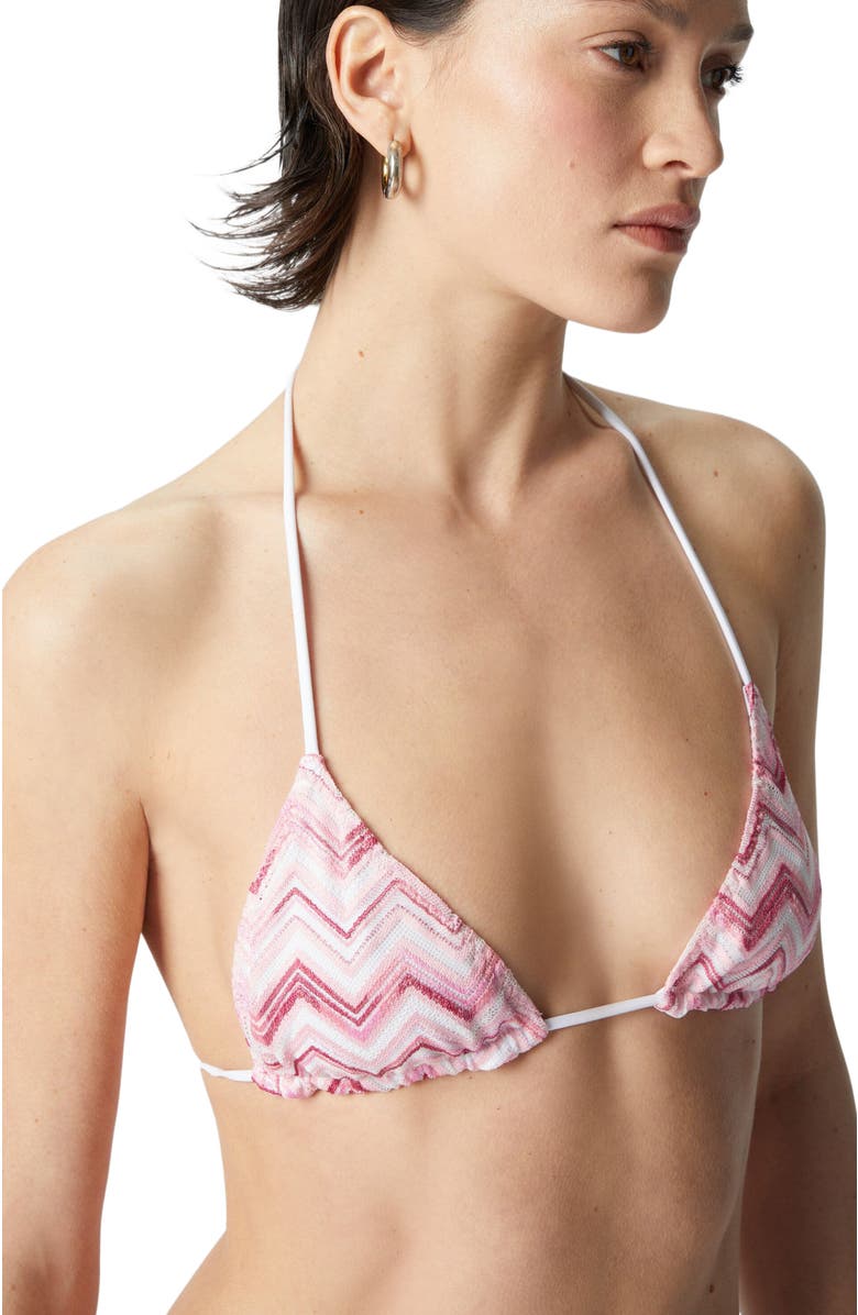 Missoni Slub Zigzag Viscose Blend Bikini, Alternate, color, White & Pink