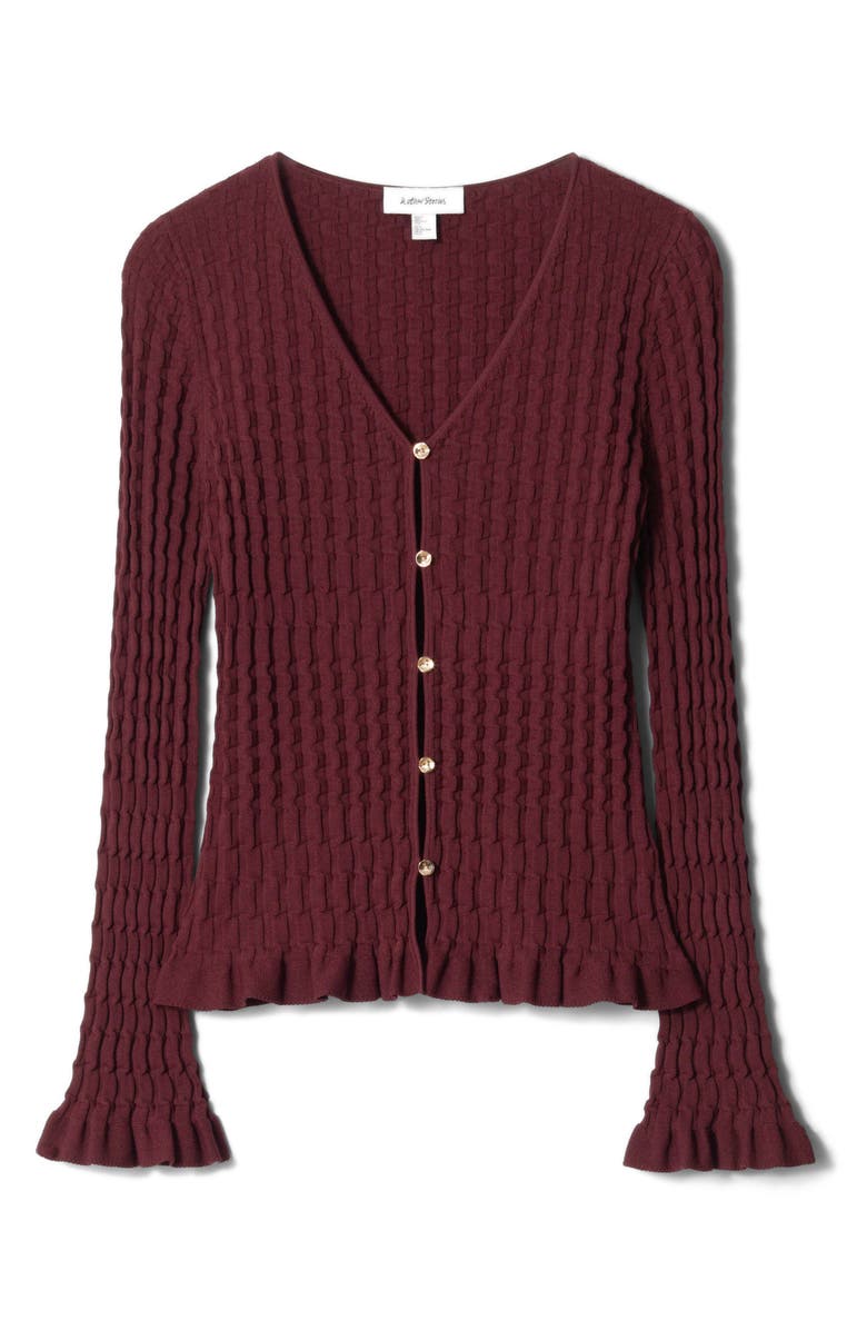 & Other Stories Textured Bell Sleeve Cardigan, Alternate, color, Red Dark