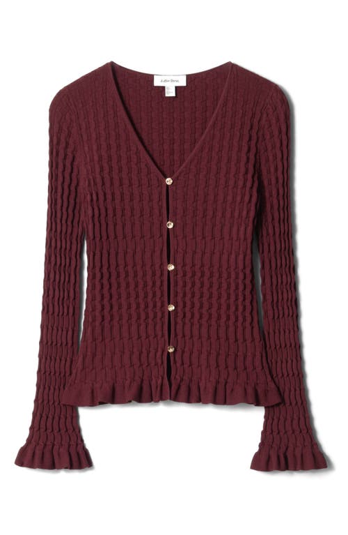 & Other Stories Textured Bell Sleeve Cardigan In Burgundy