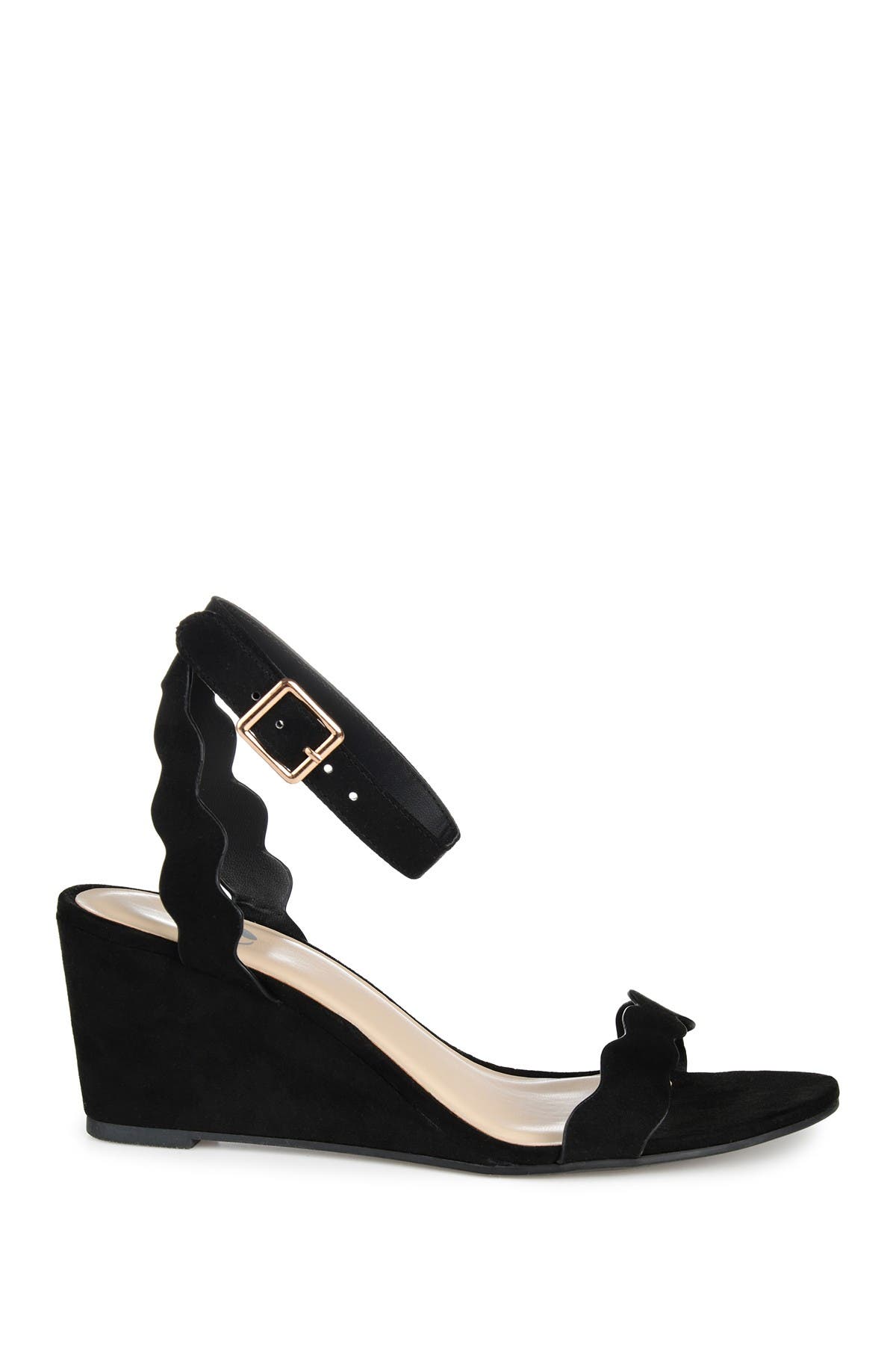 Journee Collection JOURNEE Loucia Wedge Sandal, Alternate, color, Black