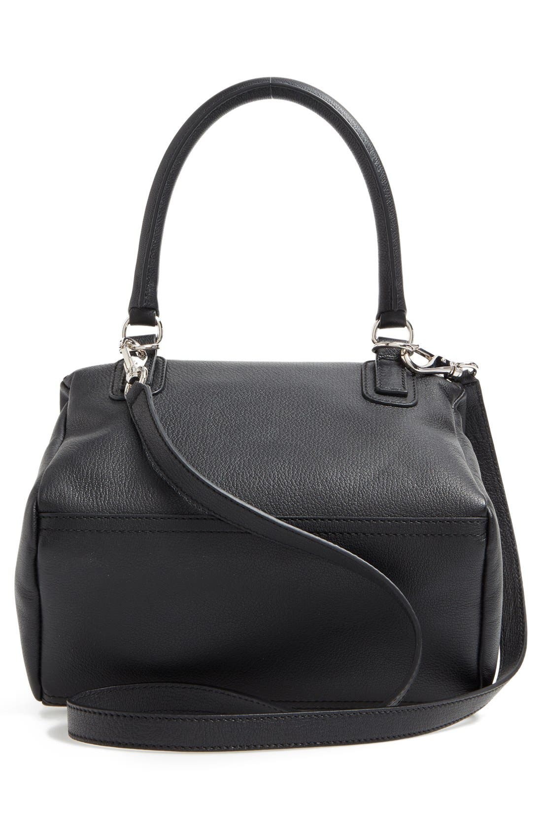 Small Pandora Leather Satchel, Alternate, color, BLACK