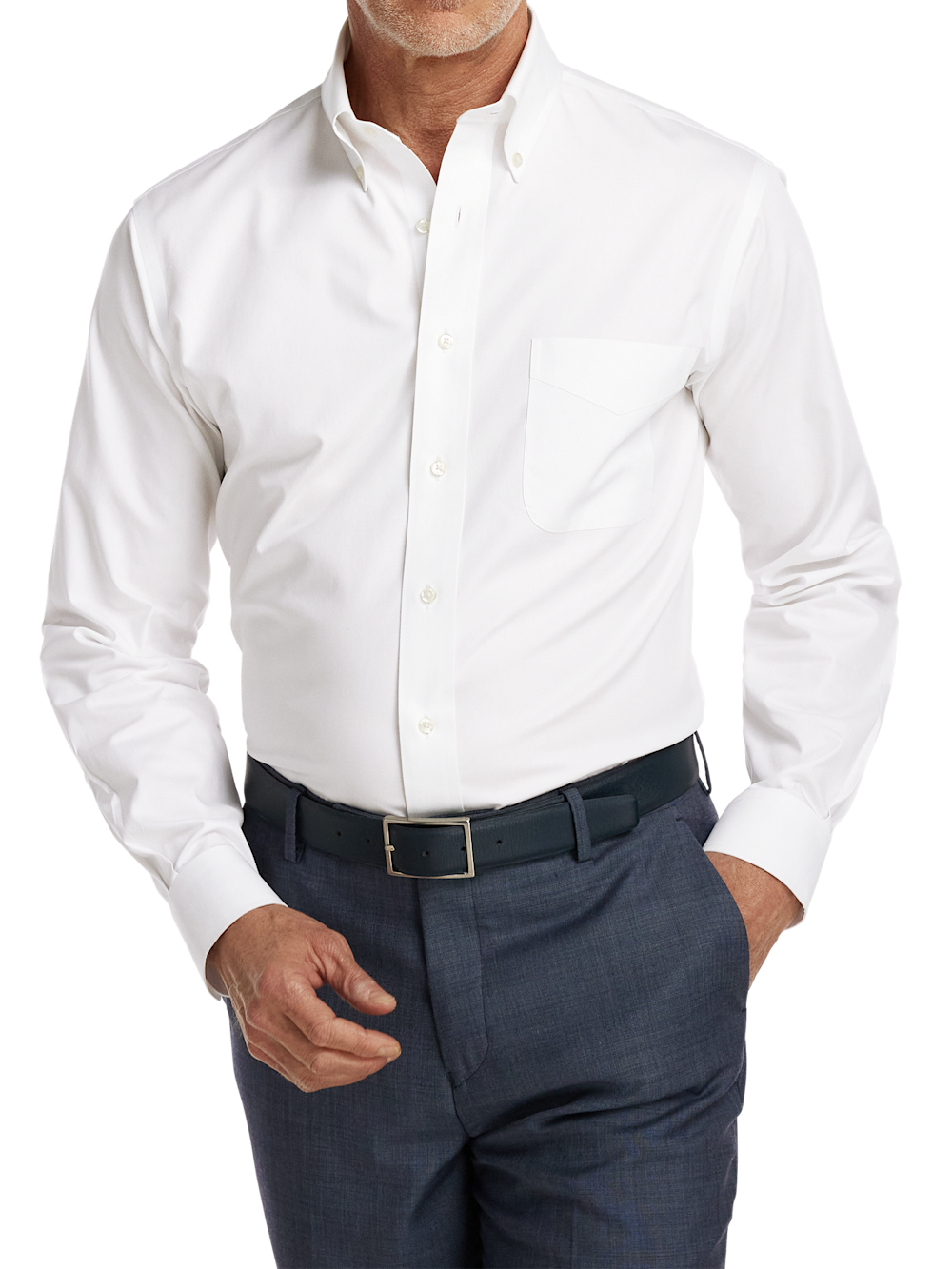 Non-iron Cotton Pinpoint Solid Button Down Collar Dress Shirt - image 4