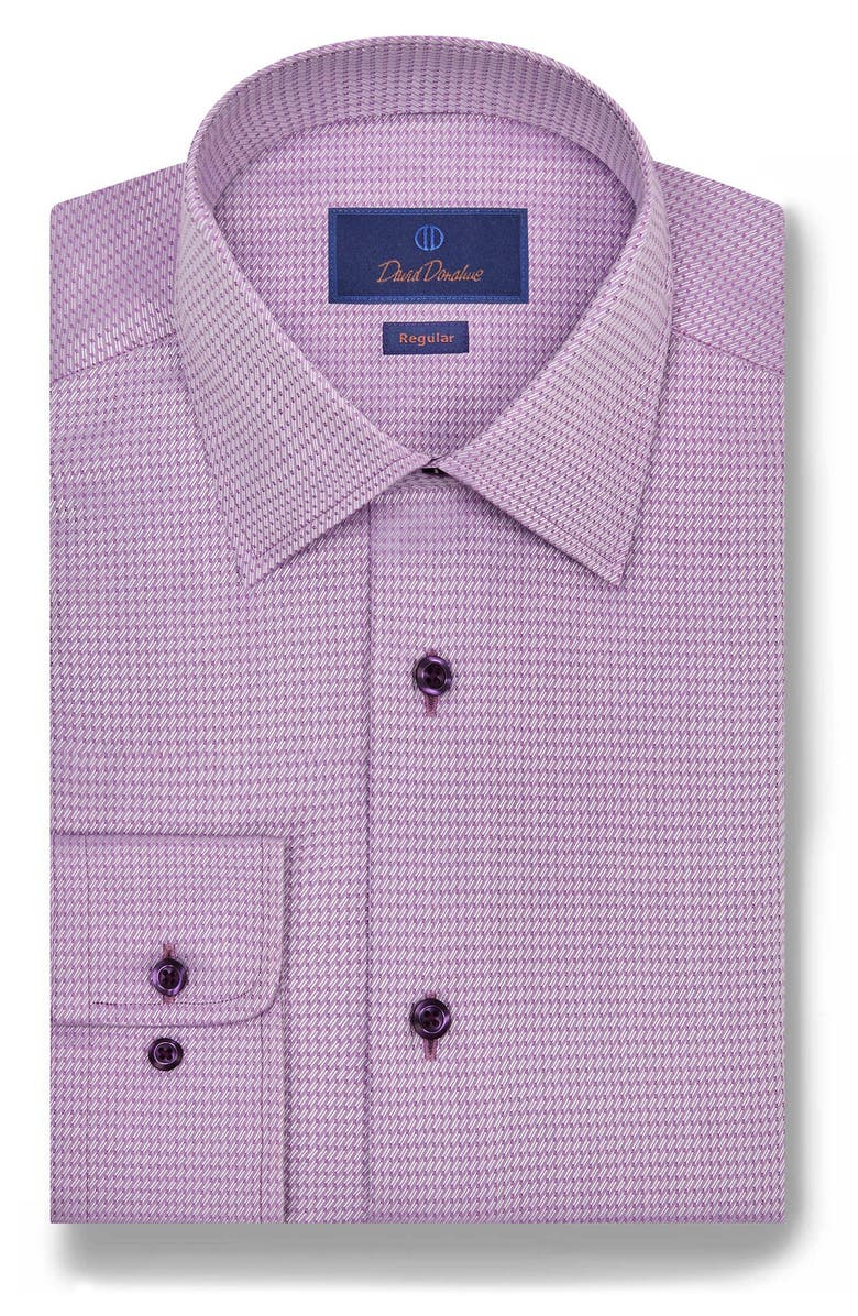David Donahue Regular Fit Dobby Diagonal Cotton Dress Shirt, Main, color, Lilac