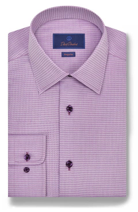 Regular Fit Dobby Diagonal Cotton Dress Shirt
