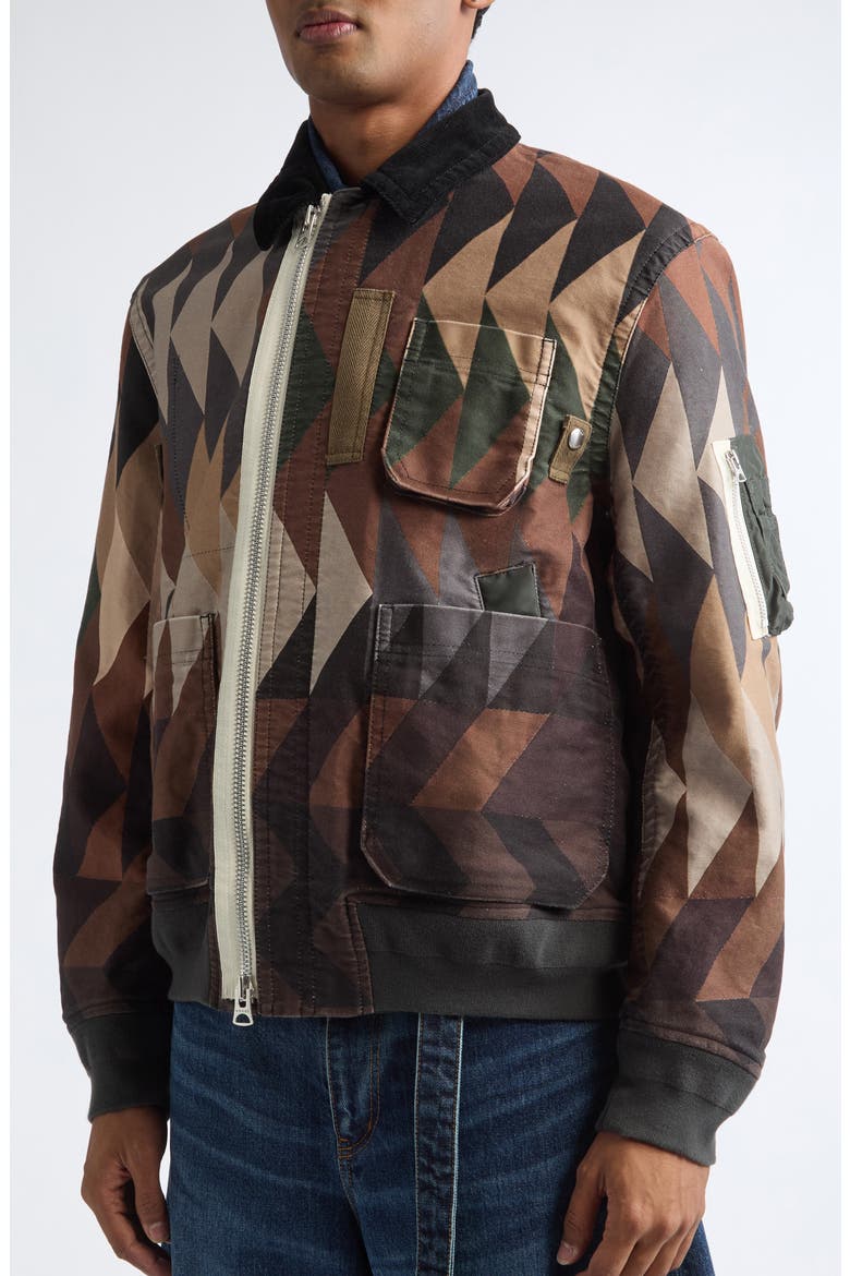 x A.P.C. Quilts Blouson, Alternate, color, BROWN MULTI