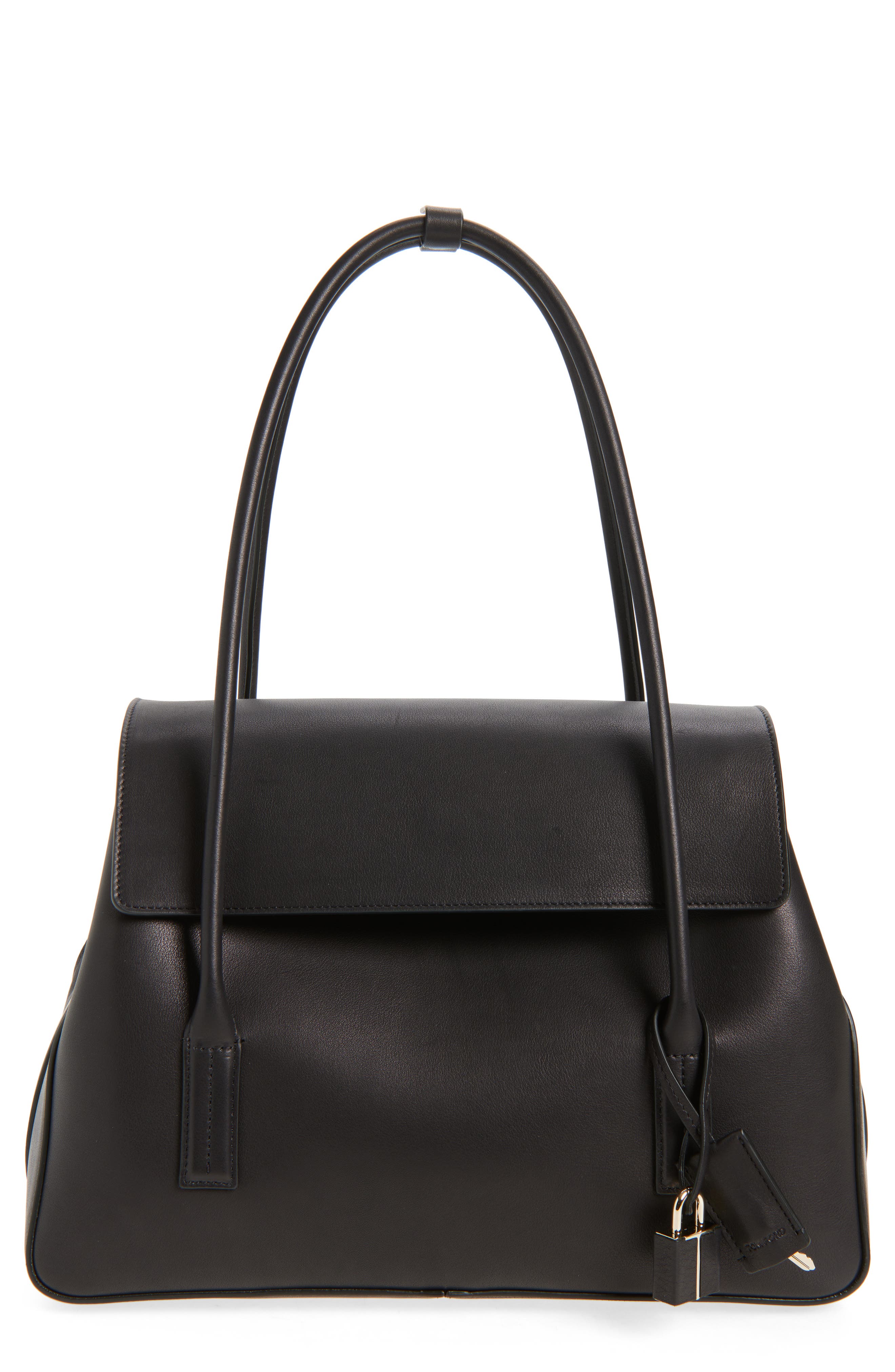 TOM FORD Medium Leather Shoulder Bag, Main, color, Black