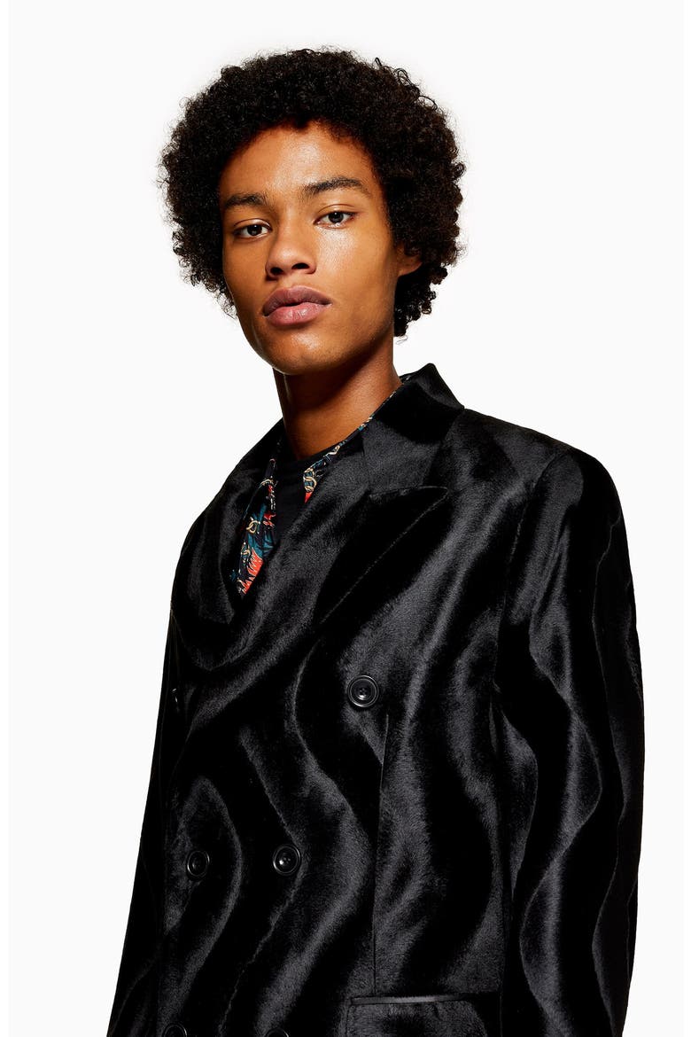 Faux Ponyhair Overcoat, Alternate, color, BLACK