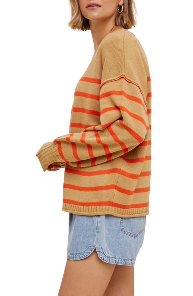 WISHLIST Stripe Knit Sweater, Alternate, color, Taupe/ Coral