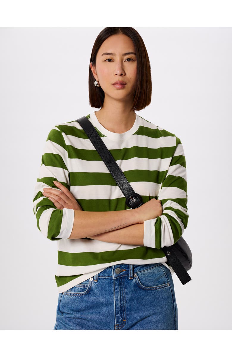 Whistles Relaxed Stripe Long Sleeve Tee, Alternate, color, Grn/Multi