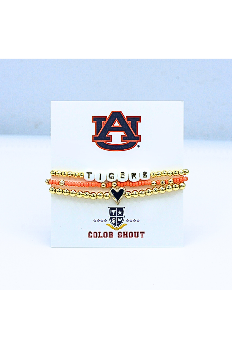 Auburn University Love My College Bracelet Stack, Alternate, color, Yellow Gold