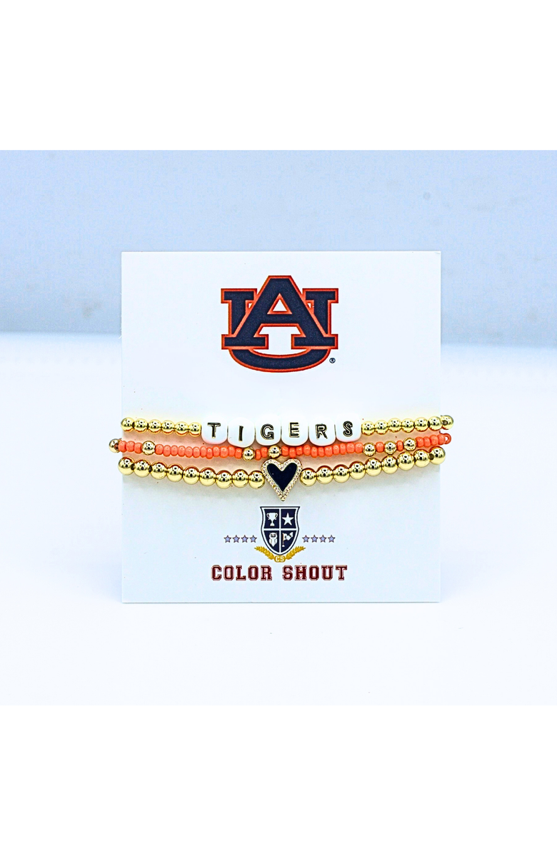 Color Shout Auburn University Love My College Bracelet Stack, Alternate, color, Yellow Gold