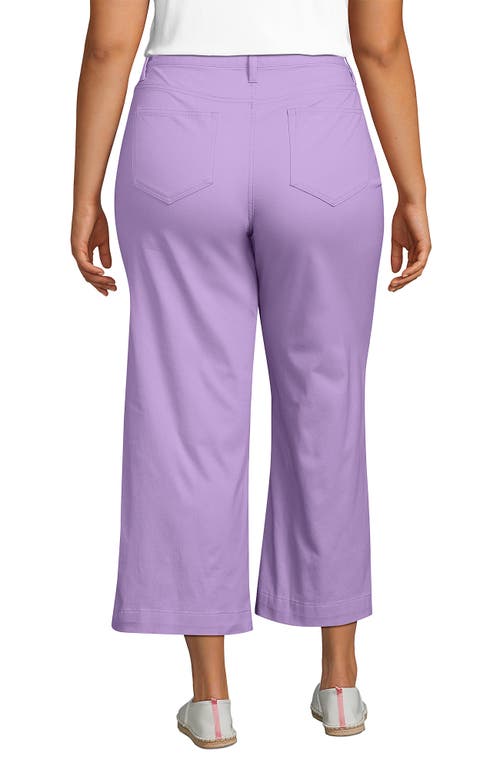 Lands' End Plus Size High Rise Patch Pocket Wide Leg Chino Crop Pants In Lilac Petal