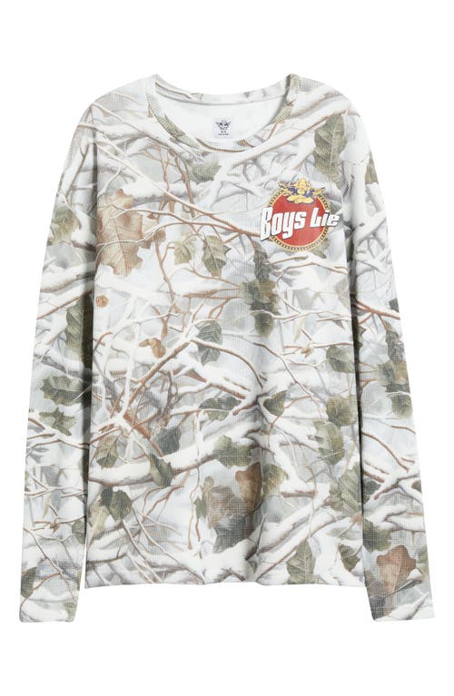 Boys Lie Breakfast Beers Oversize Thermal Top In Grey Multi