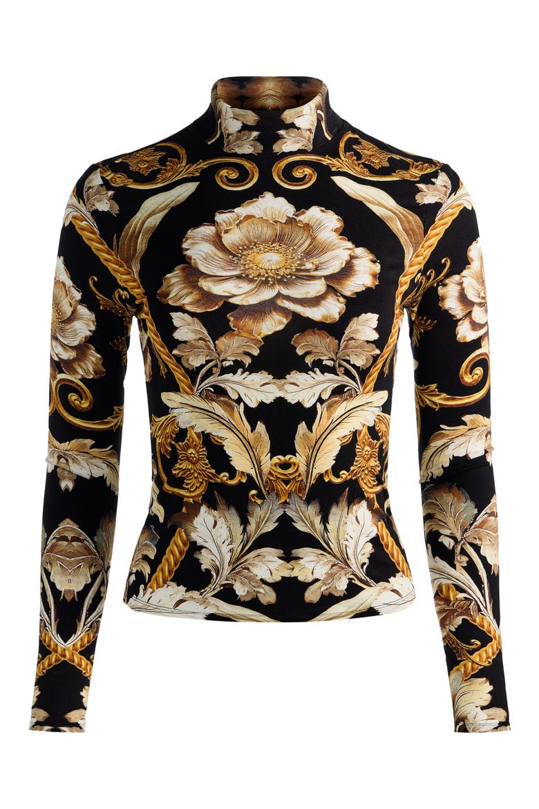 Delaina Turtleneck Top, Alternate, color, NOIR ELEGANCE OFF WHITE